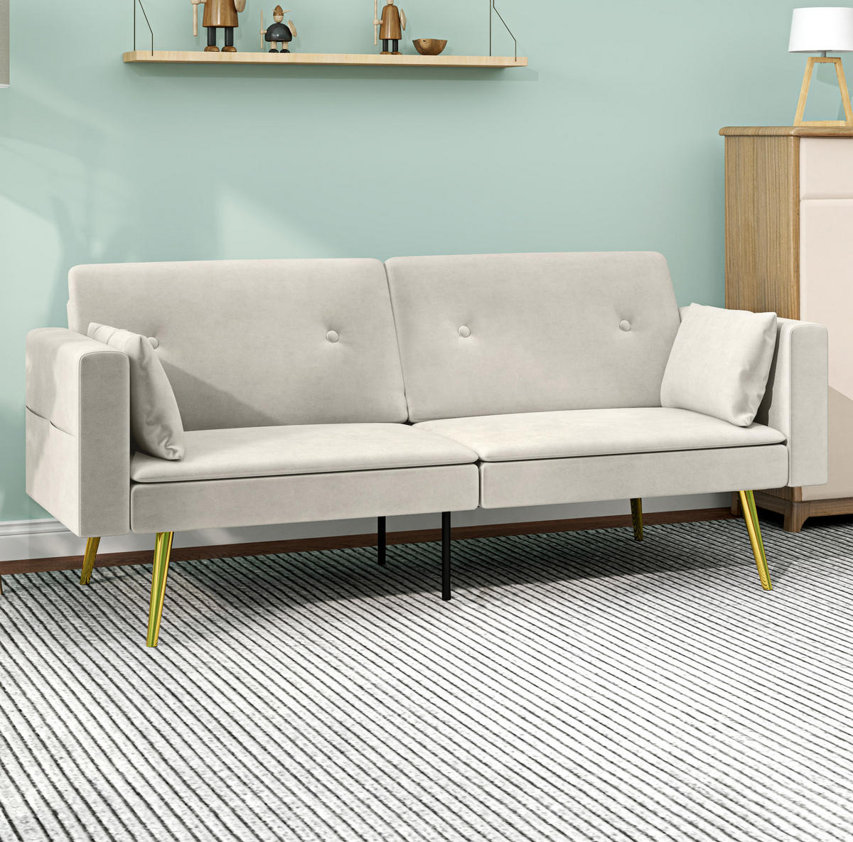 SCHLAFSOFA verstellbar 160 x 93 cm Beige - Beige, Holzwerkstoff (181/78.5/73cm) - Meubliv