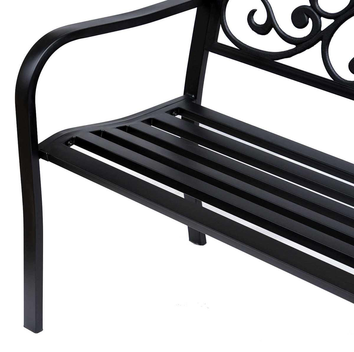 ZAHRADNÍ lavice 127/60/89 cm černá z oceli a litiny s područkami pro 3 osoby - černá, kov (60/89/127cm) - OKWISH