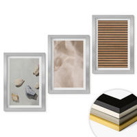 WANDBILDER 3er Set - 20x30 cm Silberner Rahmen - Steine, Holz, Stofftexturen - Silberfarben, Kunststoff (20/30cm) - ArtPrintCave