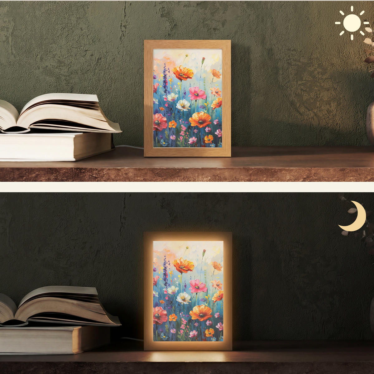 STOLNÍ LAMPA Květiny - Příroda - Akvarel - Umění 15x20 cm - starorůžová, kompozitní dřevo (8/15/20cm) - OnlyWow
