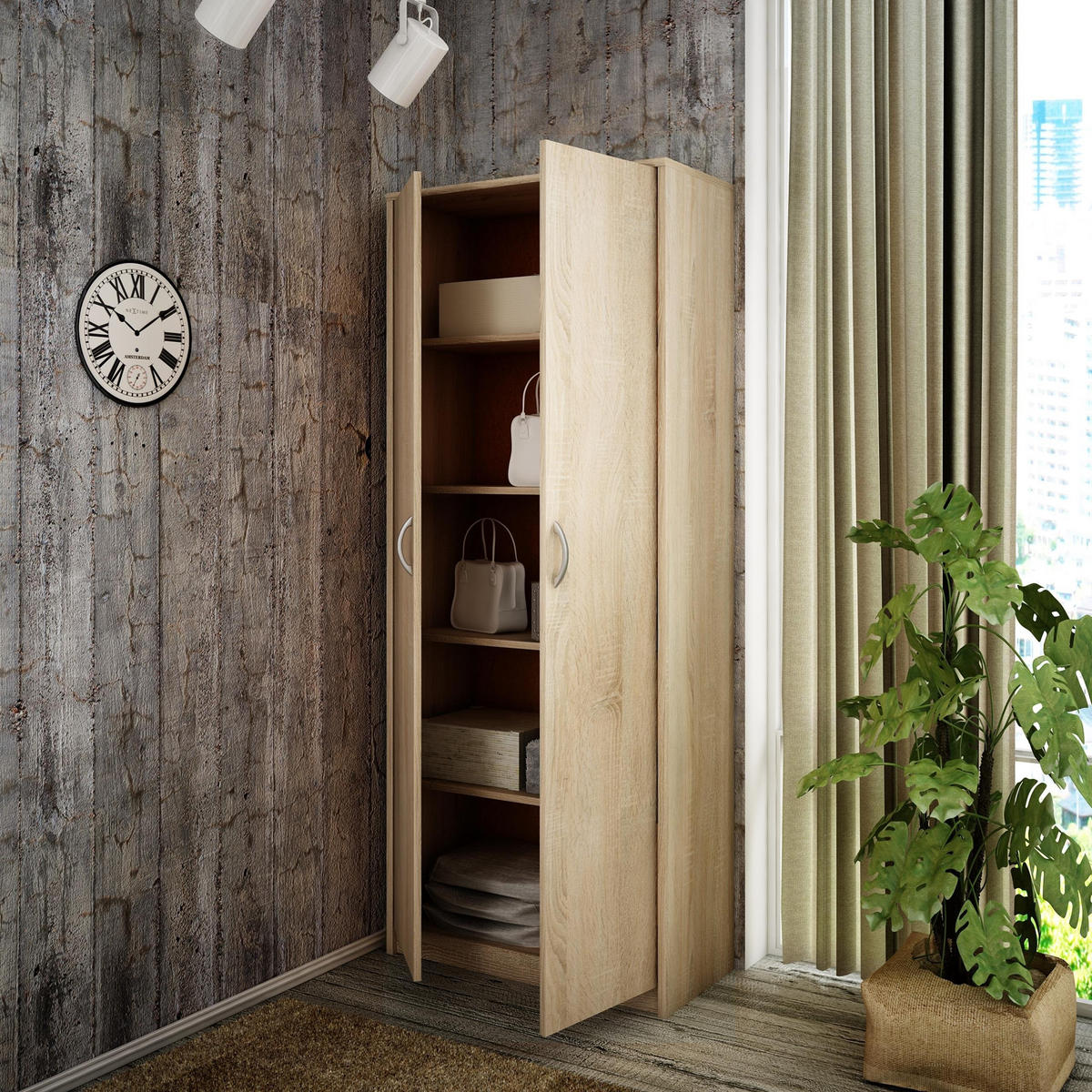 BÜCHERREGAL R5 Sonoma Eiche 74/35/180 cm 2 Türen - Sonoma Eiche, Holzwerkstoff (74/180/35cm) - Matkam Möbel