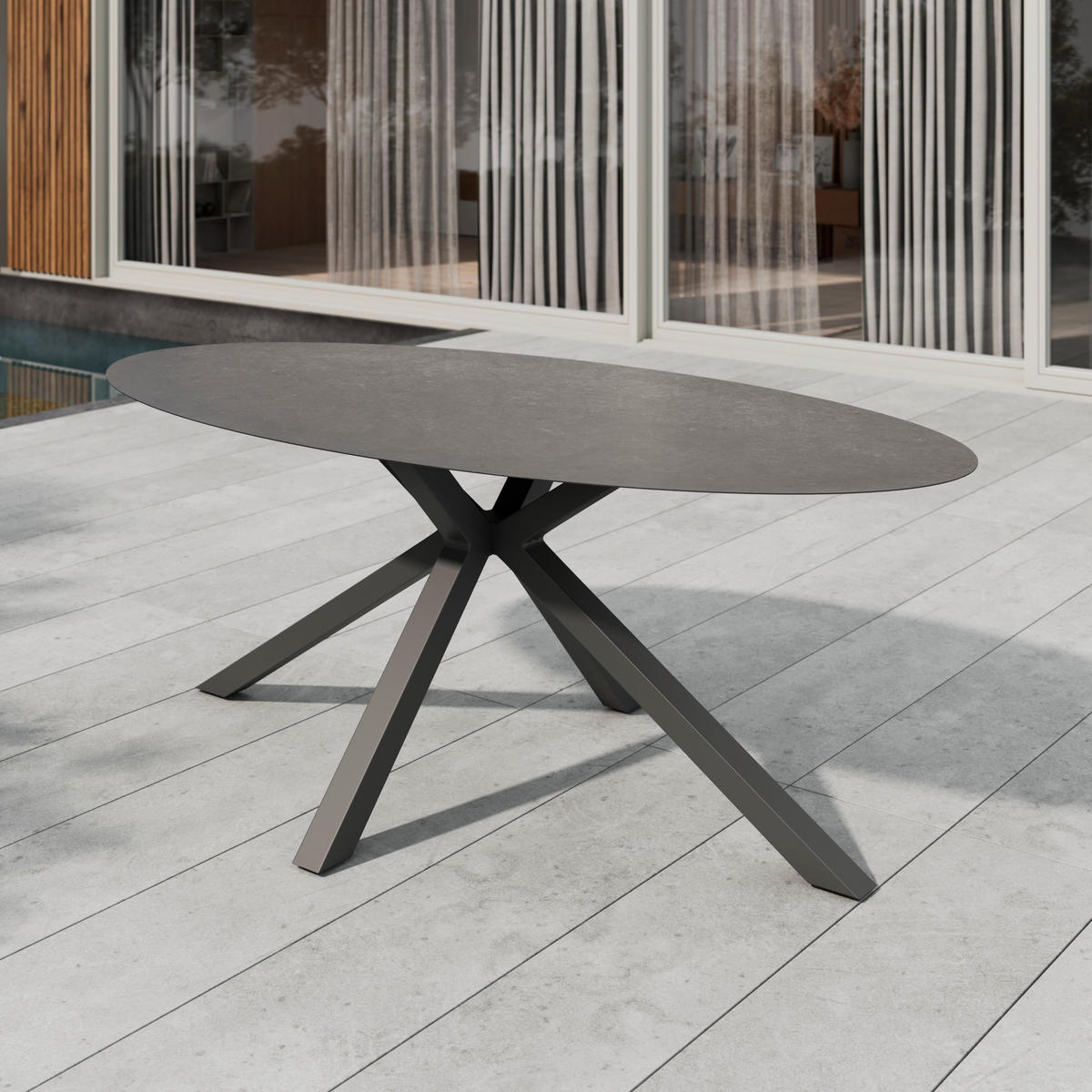 GARTENTISCH Bari Anthrazit ca. 200 /100 /75 cm - Anthrazit, Metall (200/100/75cm) - Mömax