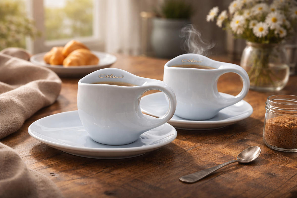 ESPRESSO Tassen Set 4 tlg. weiß - Schwarz, Keramik (0.04L) - Luigi Colani Porzellan