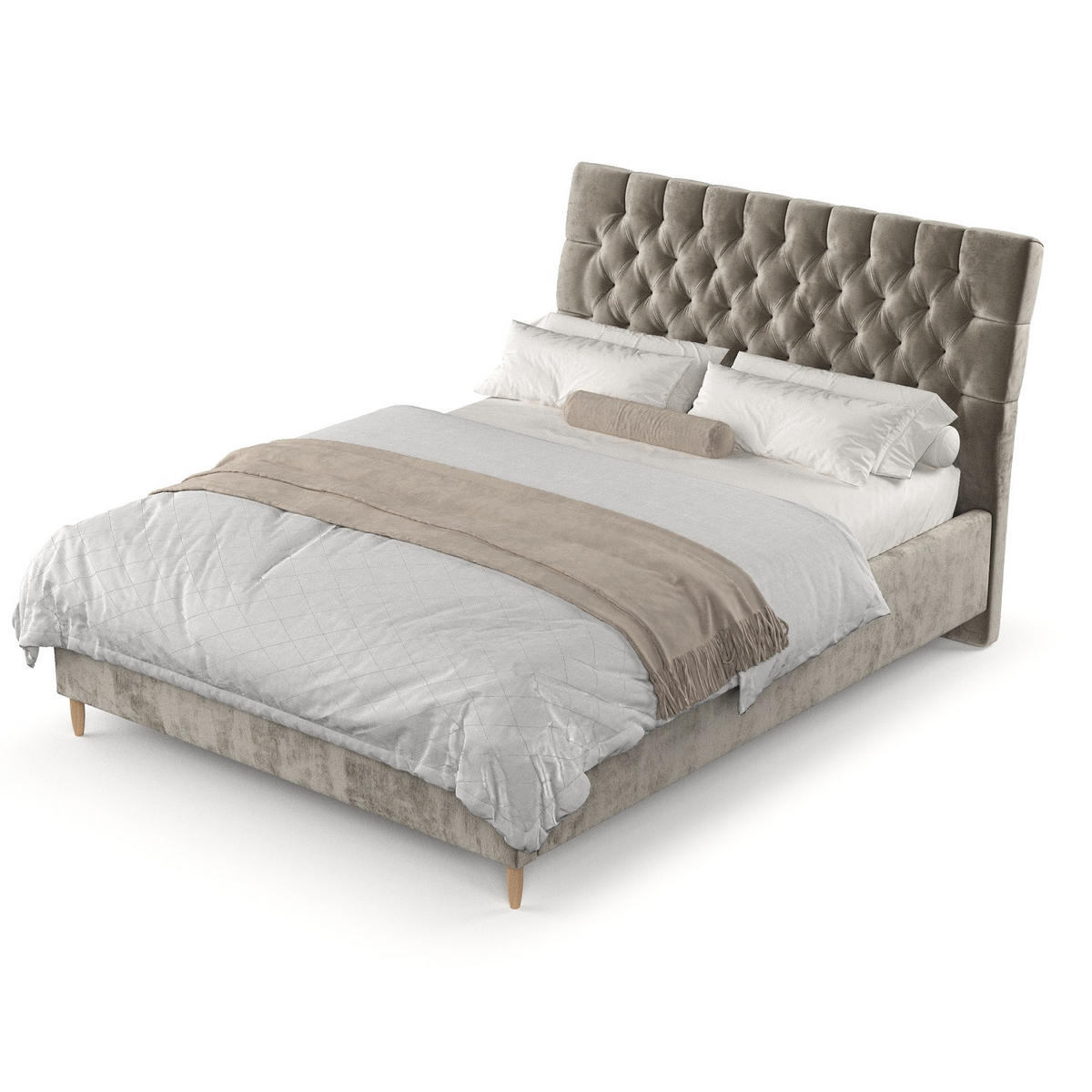 POLSTERBETT Lira 140/200 cm Beige im Lotta Stoff - Beige/Naturfarben, Holz/Holzwerkstoff (140/200cm) - AltaBeds