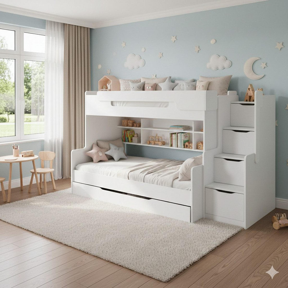 ETAGENBETT HARRY 90/200 + 120/200 in Weiß - Weiß, Holzwerkstoff - Deine Möbel 24