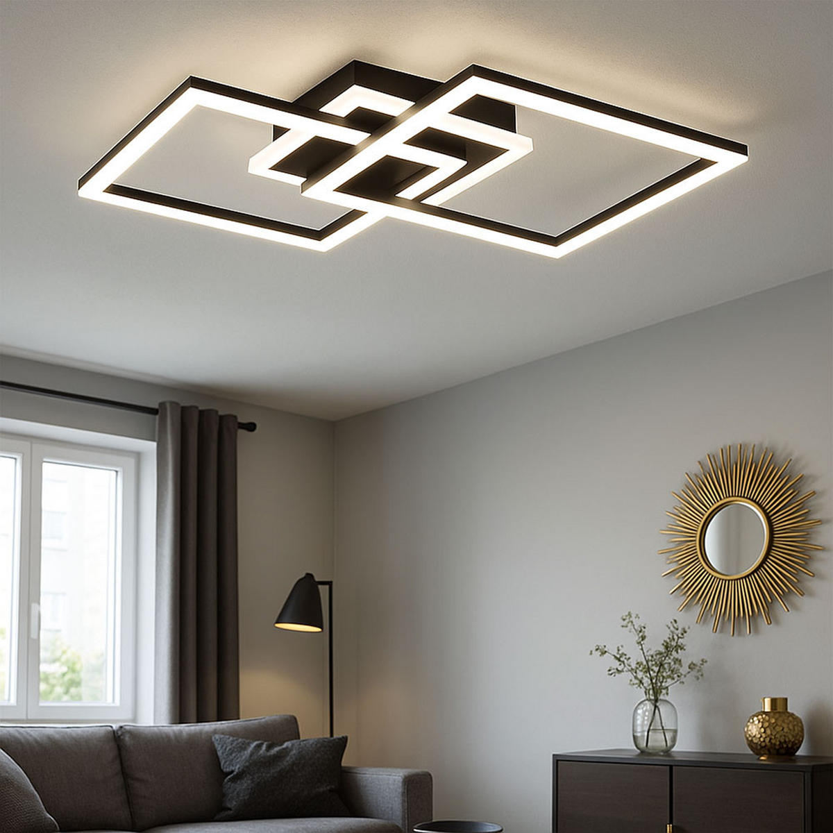 LED DECKENLEUCHTE Venida Metall Schwarz - Schwarz, Metall (57/35/7cm)