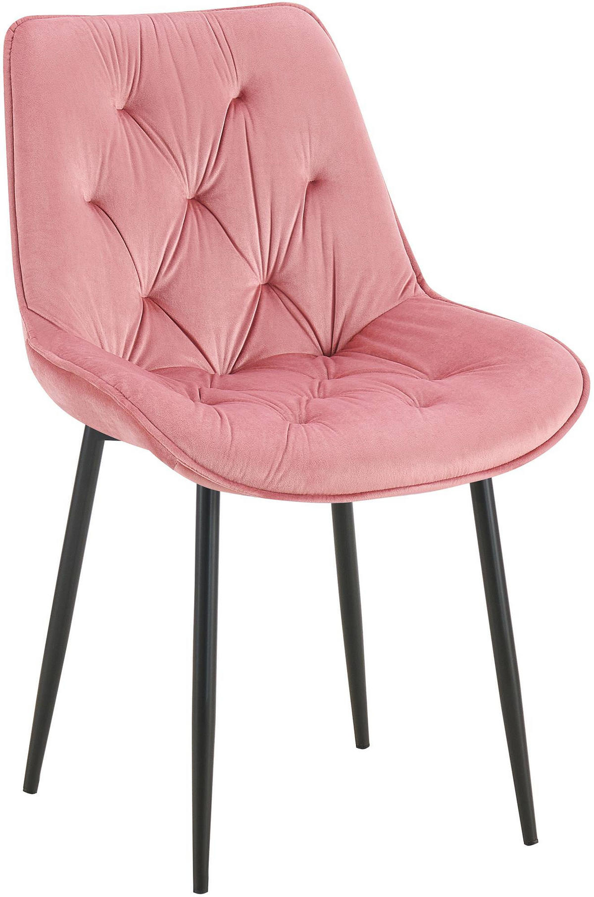 STUHL Samt rosa - Schwarz/Rosa, Textil/Metall (52/84/59cm) - CLP