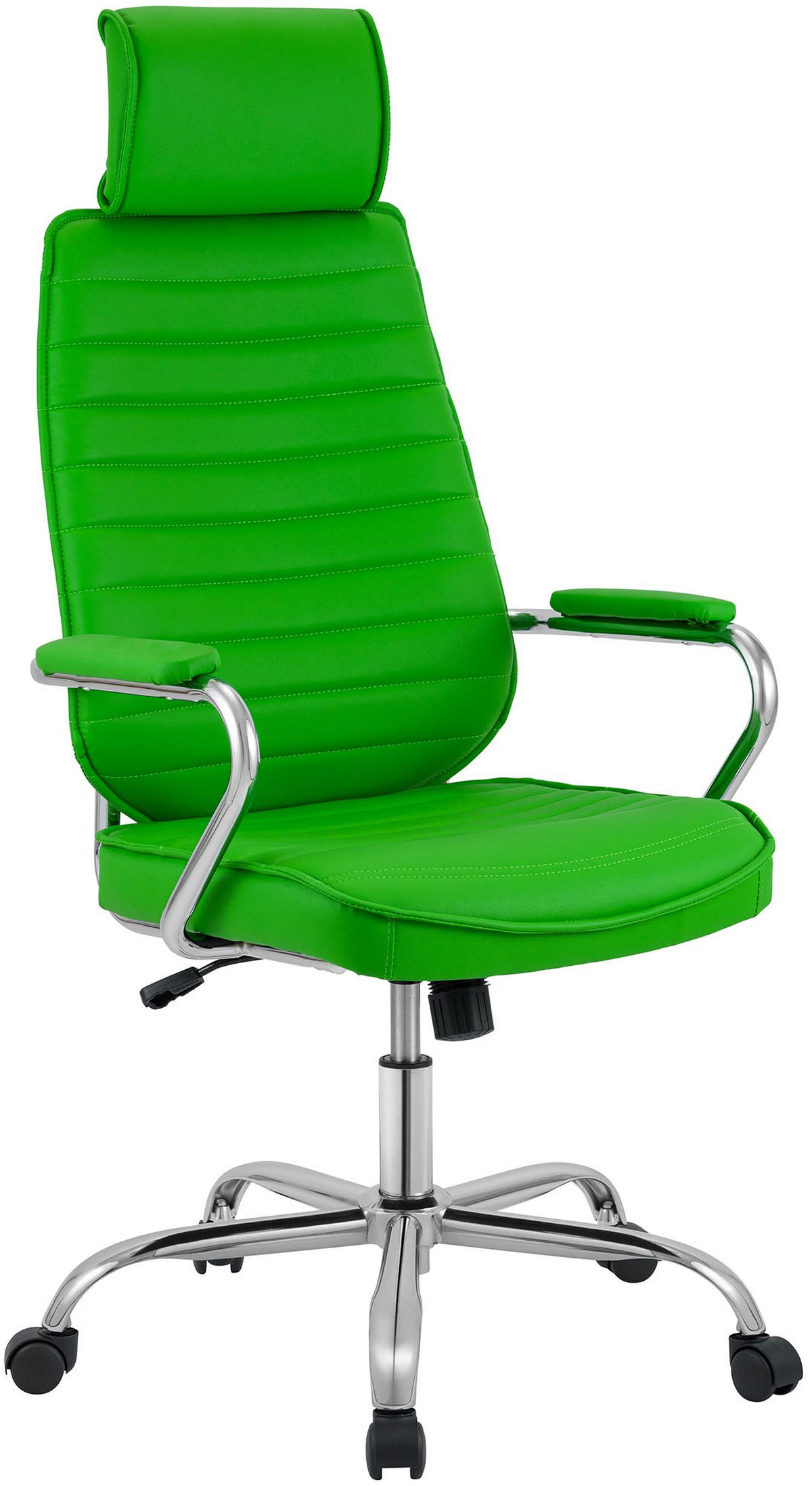 CHEFSESSEL Lederlook Grün - Chromfarben/Grün, Textil/Metall (60/117/67cm) - CLP