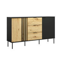 SIDEBOARD Rodgau Eiche Artisan / Schwarz 165 / 40 / 92cm - Eichefarben/Multicolor, Holz/Holzwerkstoff (165/92/40cm) - Feldmann-Wohnen