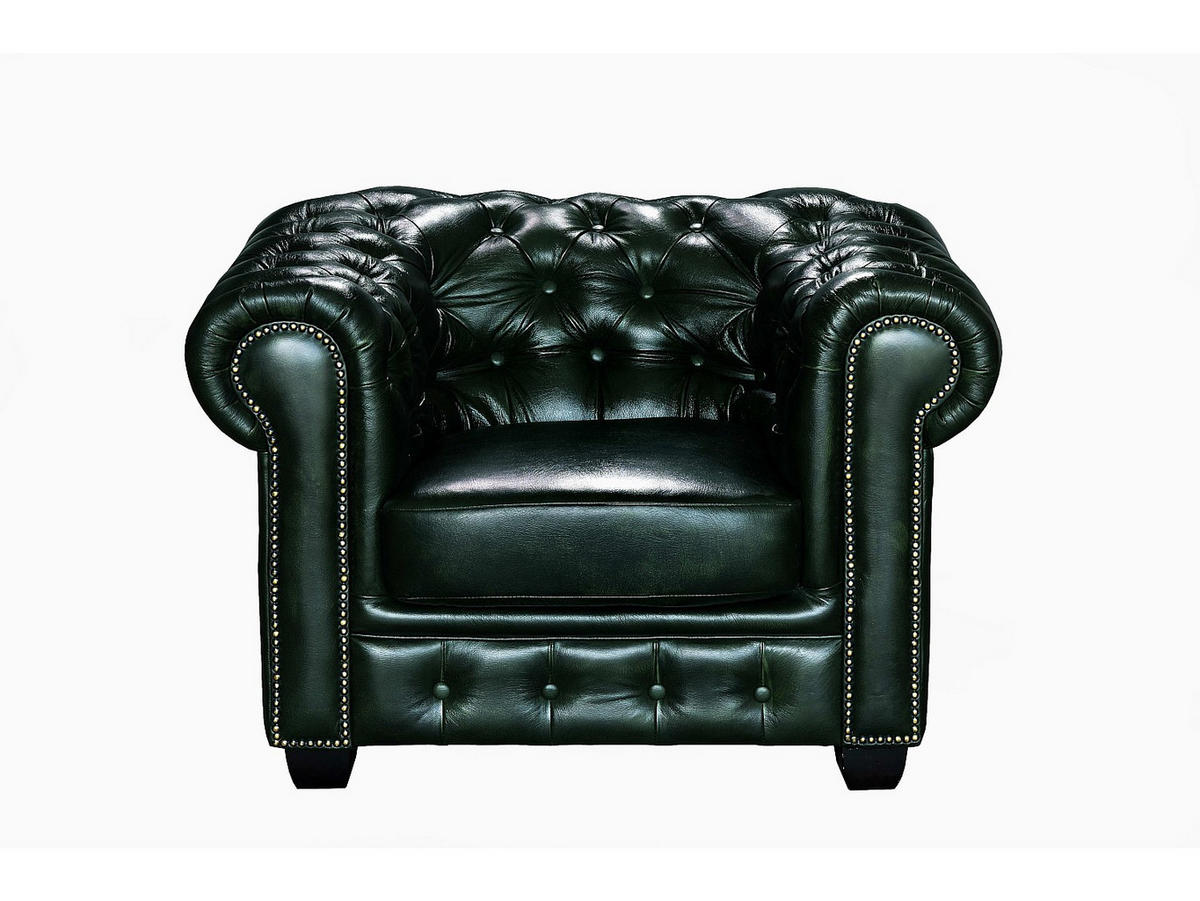 COUCHGARNITUR mit Sessel - 4 Personen - Leder - Tannengrün - BRENTON - Waldgrün, Leder (201/73/96cm) - Vente-Unique