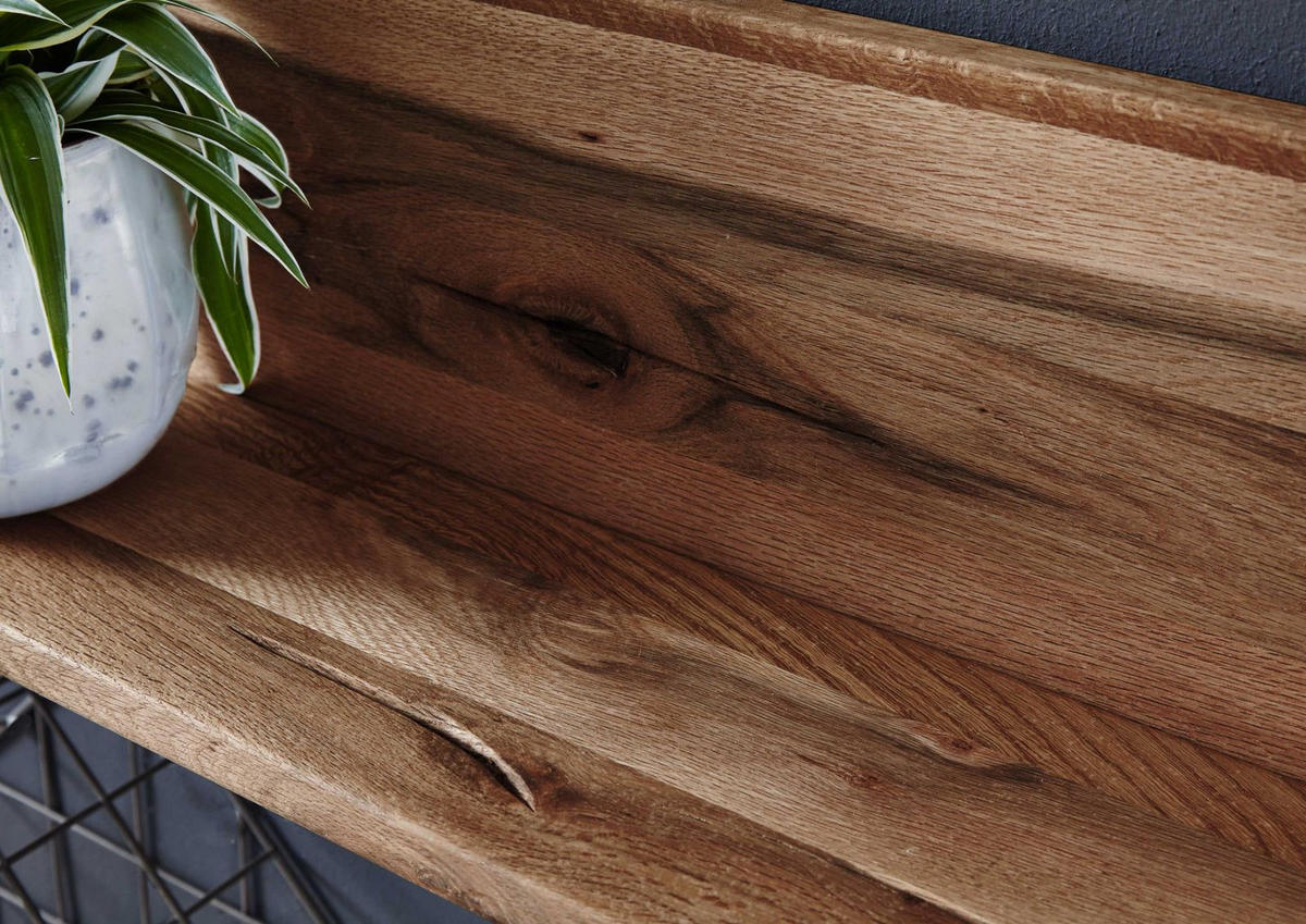WANDREGAL Wild-/Zerreiche 202x17x19 Tabacco brown geölt MONTREUX #308 - Braun, Holz (202/19/17cm) - Massivmoebel24