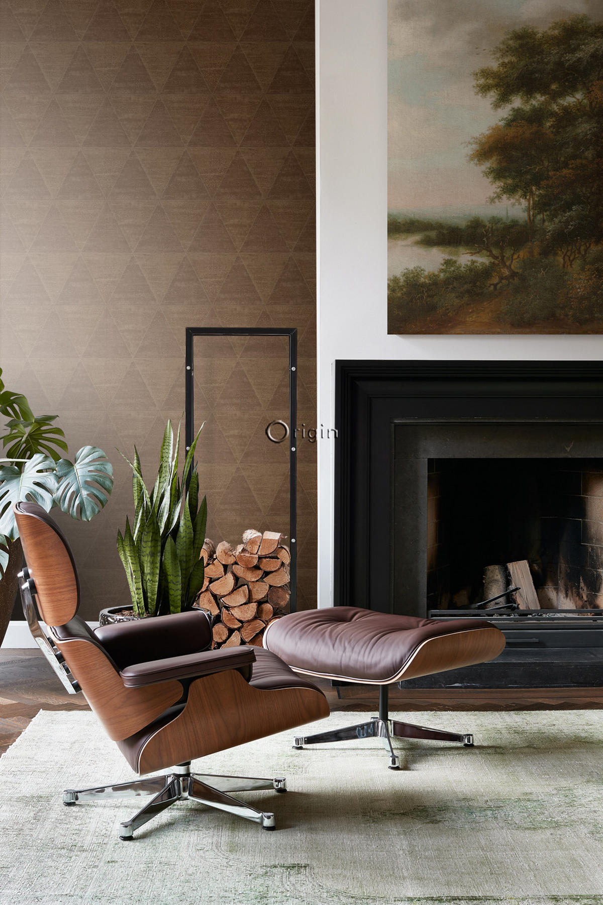 TAPETE verwitterte Metalldreiecke 53 cm x 10.05 m - Braun, Papier (53/1000cm) - Origin Wallcoverings