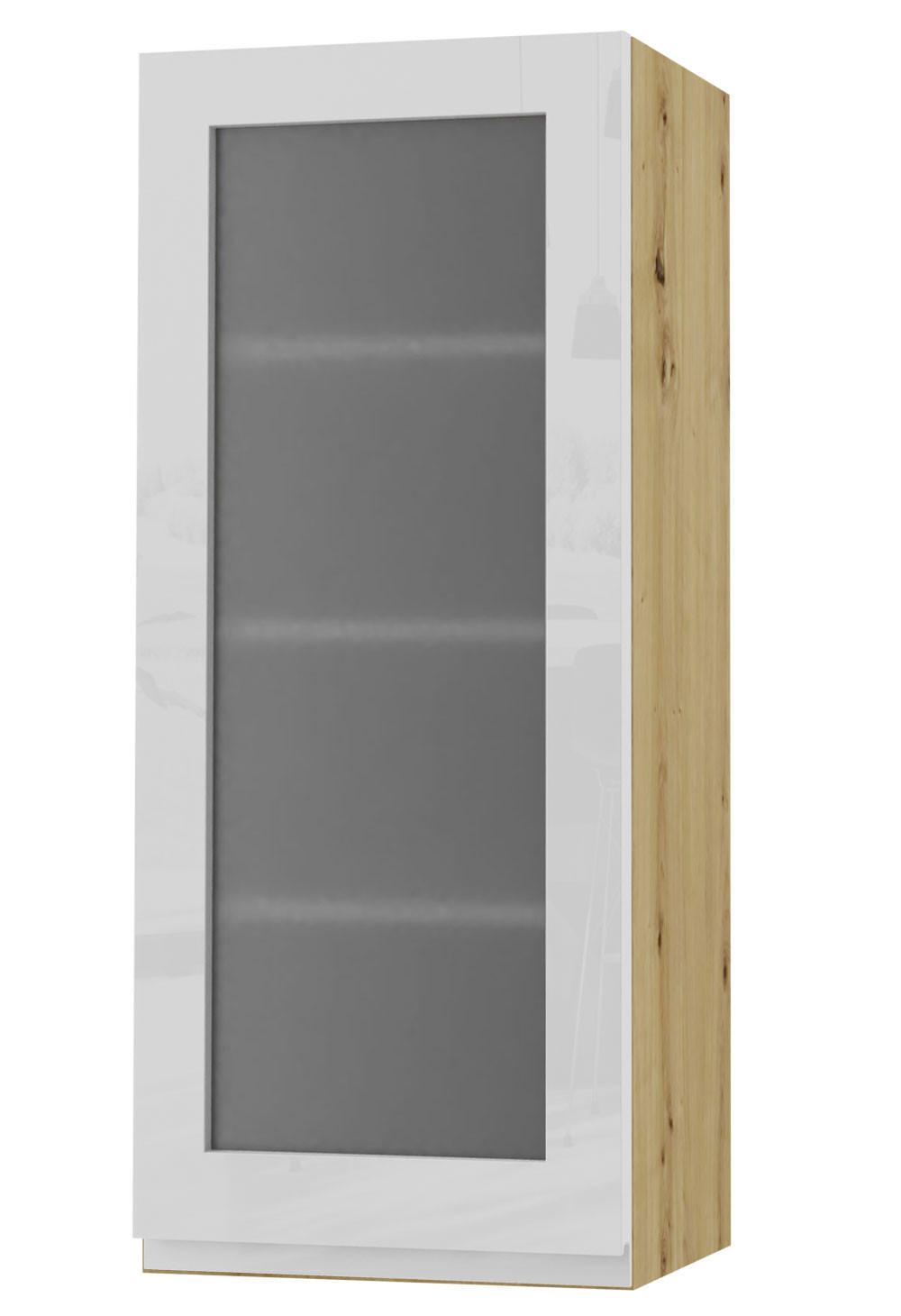 HÄNGESCHRANK Florence W4S/40 Eiche Artisan / RAL 9003 signalweiß HG 40 / 32,5 / 96cm - Türanschlag rechts - Weiß Hochglanz/Eiche Artisan, Holz/Holzwerkstoff (40/96/32.5cm) - Feldmann-Wohnen