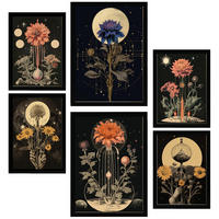 POSTER Set Mit 6 Illustration Mystischen Esoterischen A3 & A4 Schwarzer Rahmen - Schwarz, Papier (29/3cm) - Nacnic