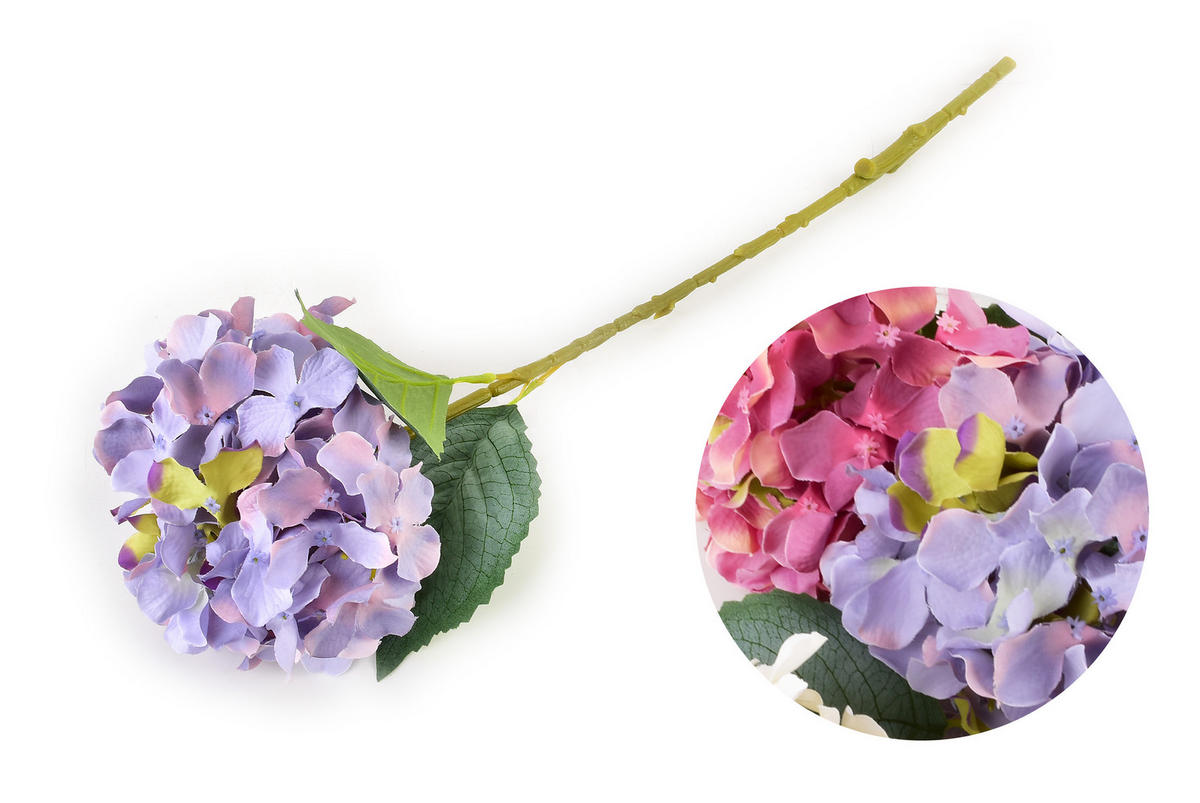 KUNSTBLUME Hortensien Viridis Purple 62/16/62 cm Kunstoff - Lila, Kunststoff (62cm) - Mondex