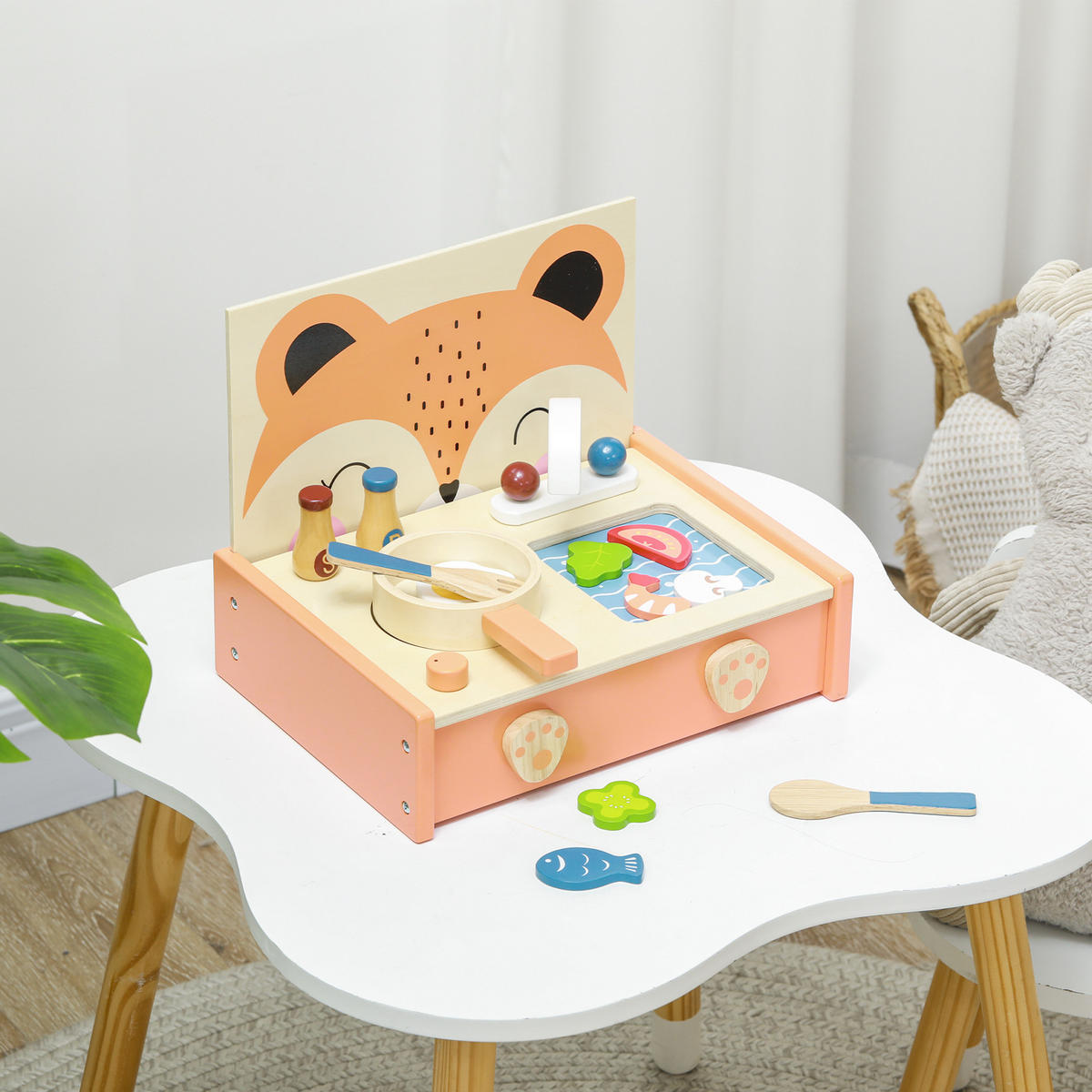 SPIELKÜCHE DE-18728 Mini-Küche mit 12 Zubehörteilen Holz - Multicolor, Holzwerkstoff (31.5/23.5/25cm) - ComfortXL