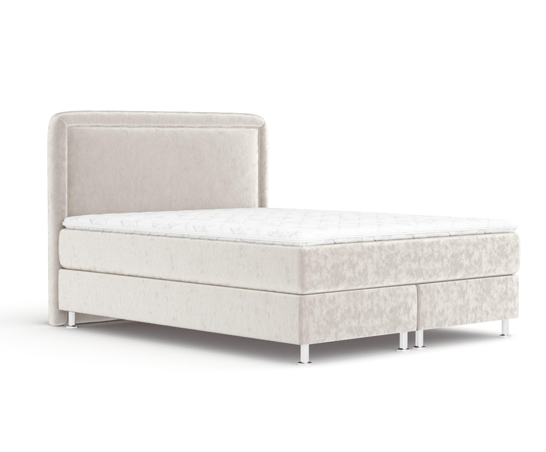 BOXSPRINGBETT Salvi Ecru 140/200 cm mit Latex-Topper - Ecru/Silberfarben, Holz/Holzwerkstoff (140/200cm) - Maison de Reve
