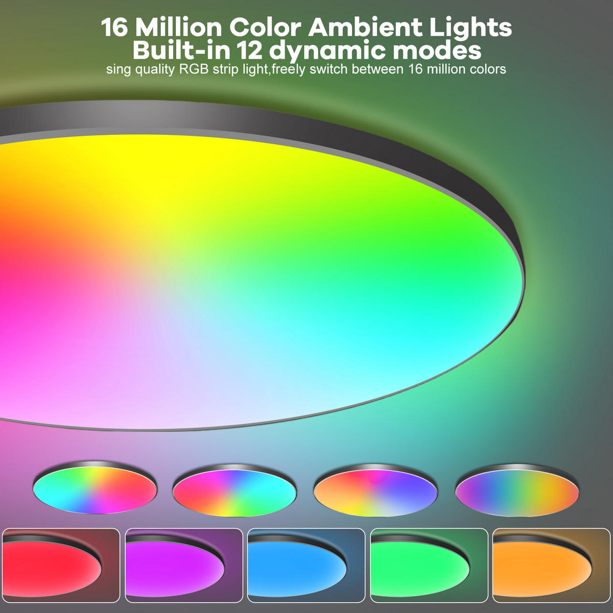 DECKENLEUCHTE CE1533 Schwarz LED APP CCT RGB - Schwarz, Kunststoff (30.5/30.5/5.5cm) - LOVHAUS