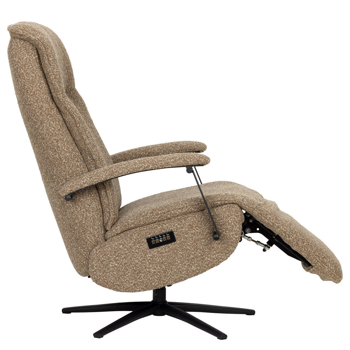 RELAXSESSEL - Bouclé / Eisen - Hellbraun/Schwarz, Textil/Metall (67/114/84cm) - home24