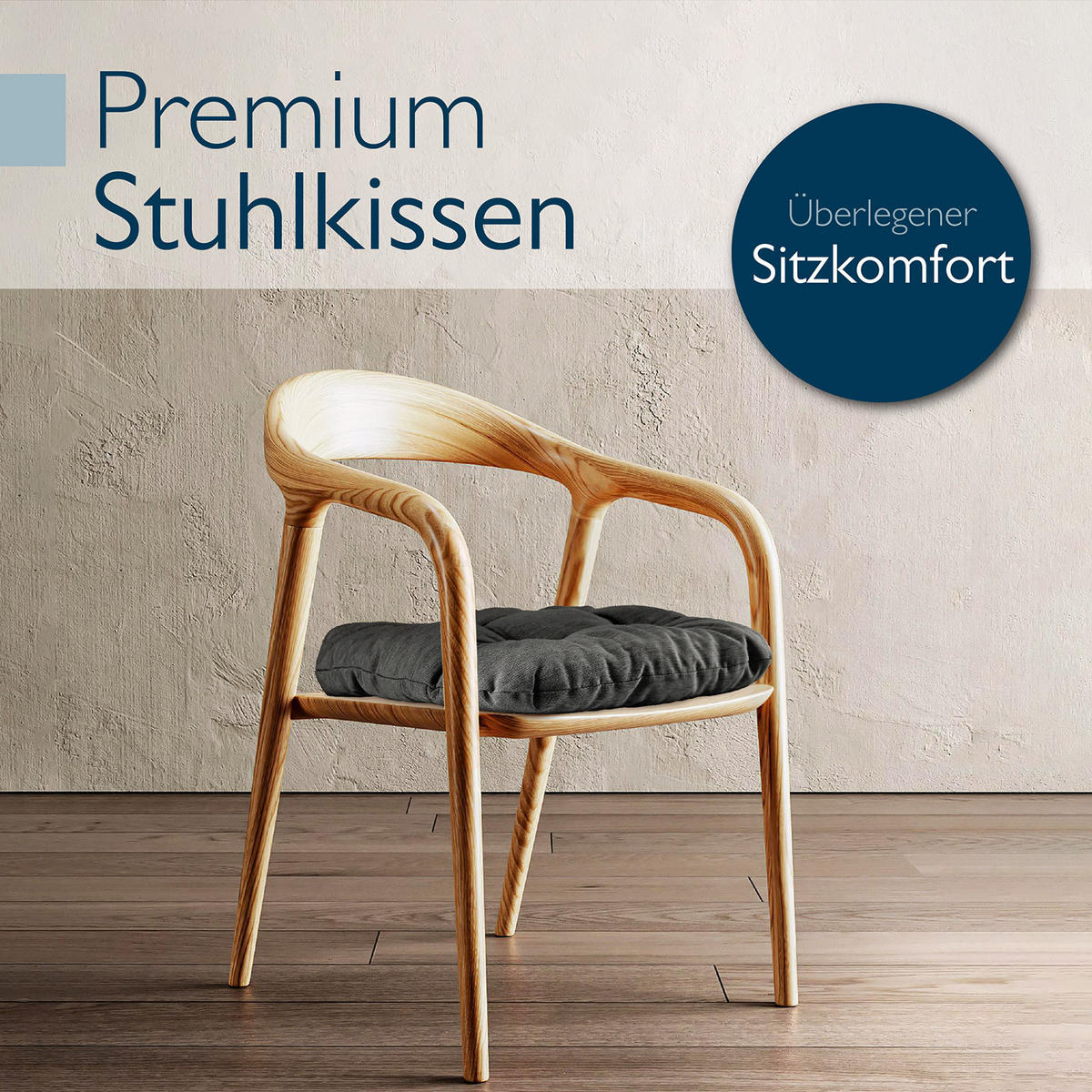 STUHLKISSEN HighLux SK 35/35/8cm Anthrazit (4tlg) - Anthrazit, Textil (35/35/32cm) - Beautissu 