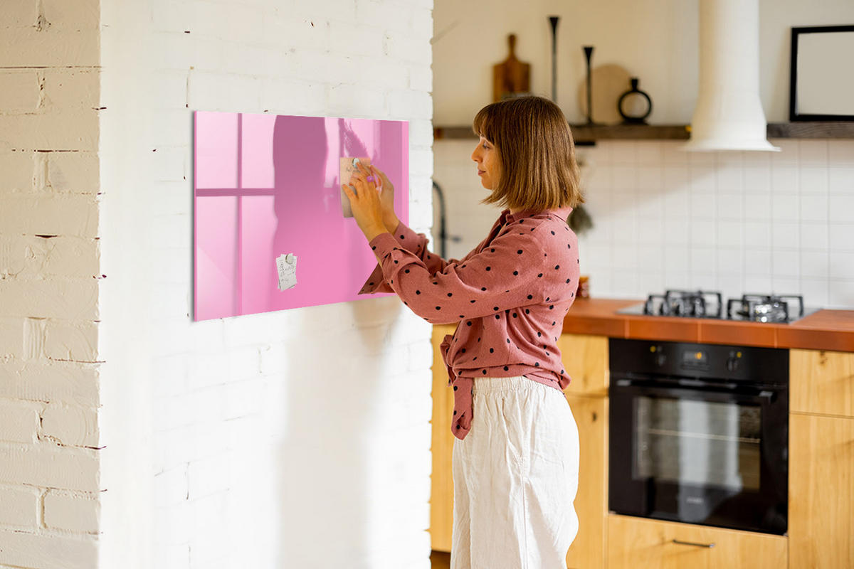 MAGNETTAFEL 90x60 Rosa schwarzer Marker - Pink, Glas (90/0.4/60cm) - TULUP