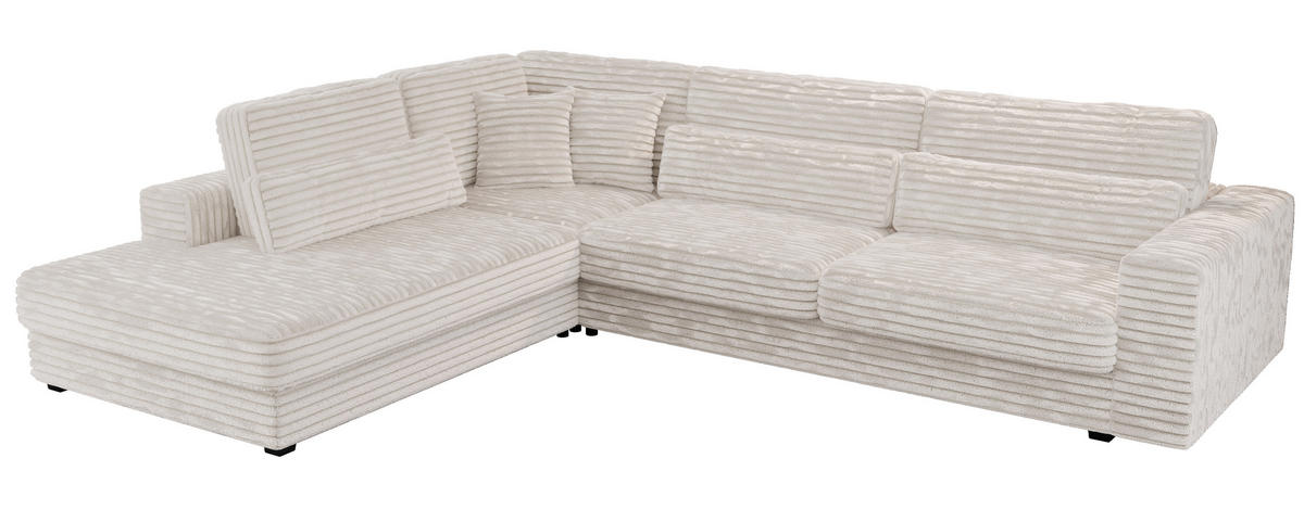 ECKSOFA Savona Beige breiter Cord - links - Beige/Schwarz, Kunststoff/Textil (316/249cm) - MKS