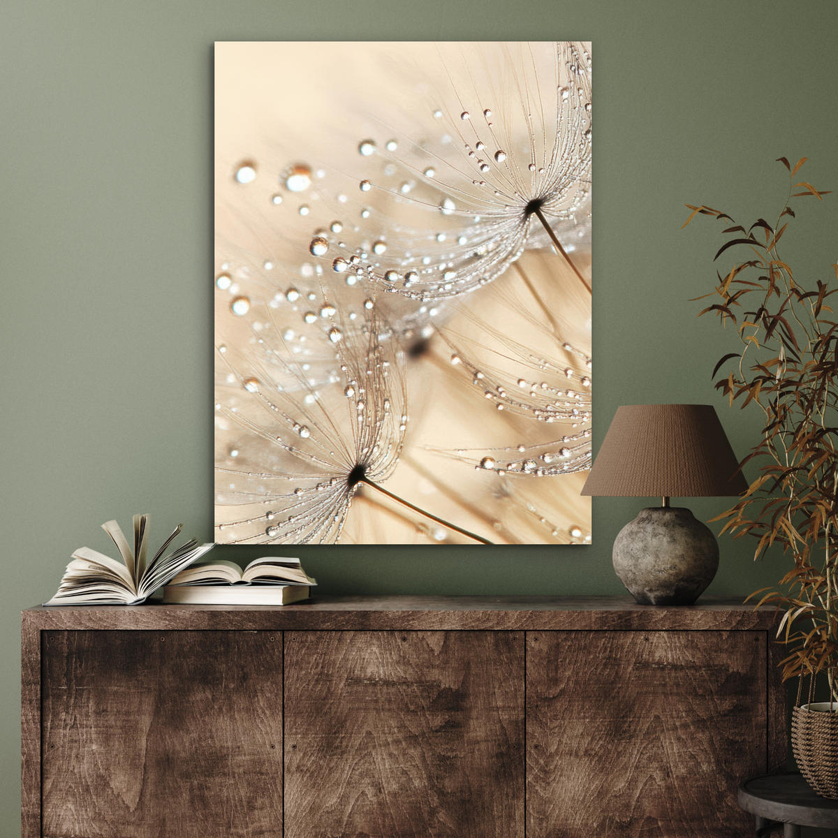 KOVOVÝ OBRAZ Púpava - Abstraktné - Príroda - Béžová 60x80 cm - hnedá, kov (60/80cm) - MuchoWow