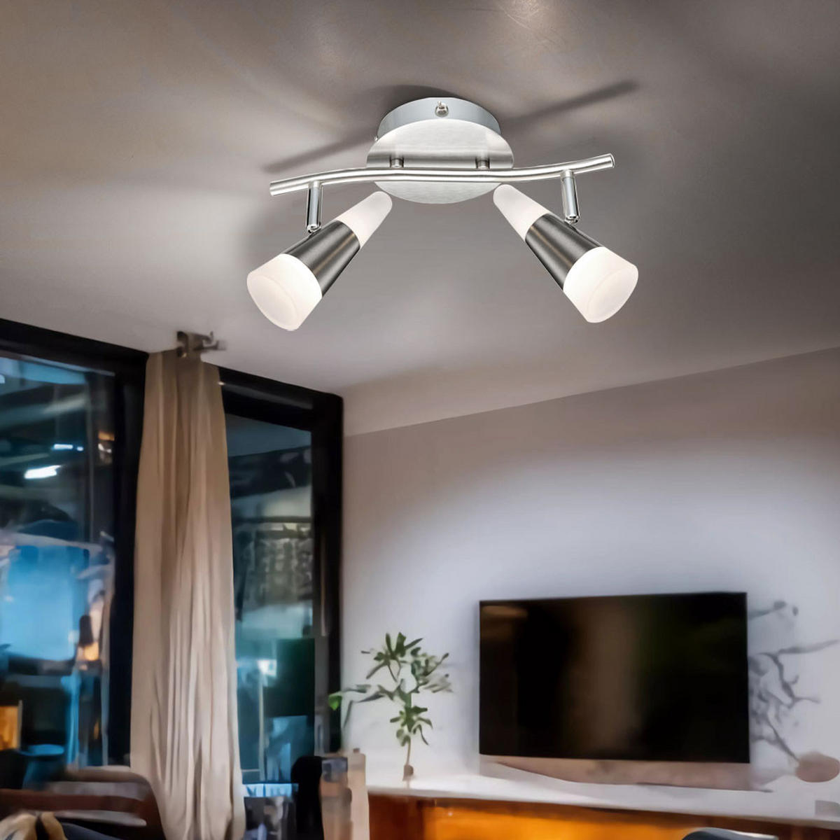 LED DECKENLEUCHTE FRISO Silber matt - Silberfarben, Metall (30/16.5/16cm) - Globo Lighting