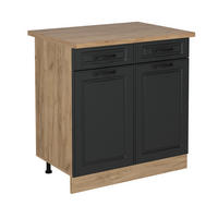 KÜCHENUNTERSCHRANK R-Line Anthrazit Landhaus 80 cm , AP Eiche - Honigeiche/Anthrazit, Holzwerkstoff (80/81.6/60cm) - Vicco