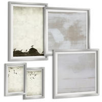 BILDER SET 5er Set - 50x50 cm & 20x30 cm & 40x60 cm Silberner Rahmen - Textur eines Vogelschwarms - Silberfarben, Kunststoff (40/60cm) - TULUP