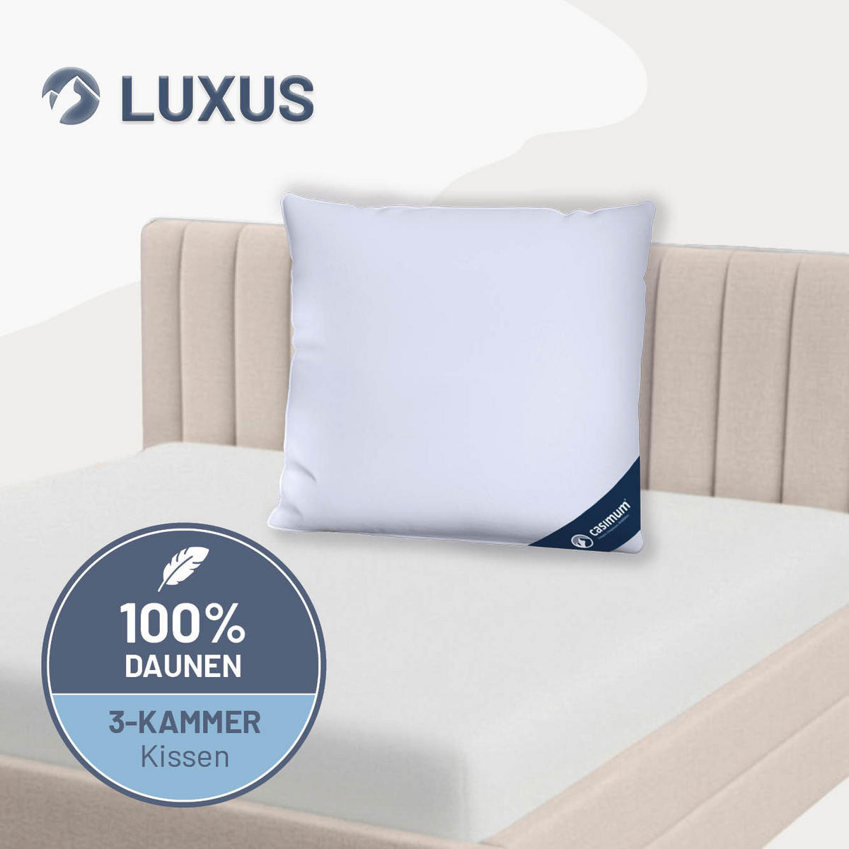 KOPFKISSEN 80x80 cm weich & stützend, 3-Kammer Daunenkissen 100% Daunen (Außen) - Weiß, Textil (80/80cm) - casimum