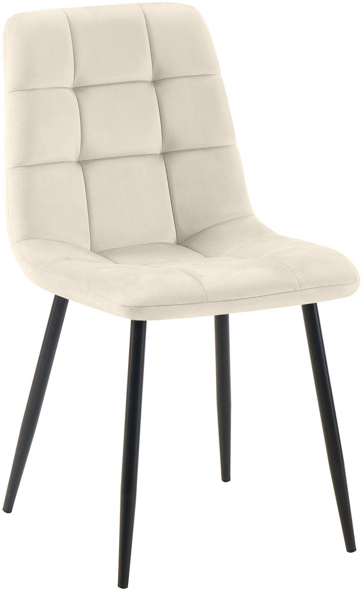 STUHL Samt Creme - Creme, Textil/Metall (45/84/55cm) - CLP