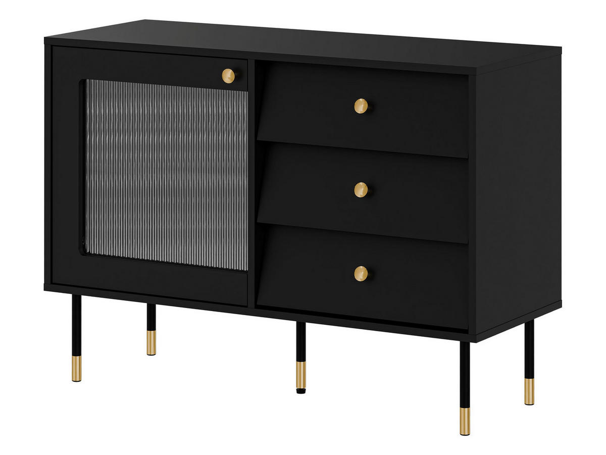 KOMMODE Valerio 100 - Goldfarben/Schwarz, Holzwerkstoff/Kunststoff (102/75/39cm) - MIRJAN24