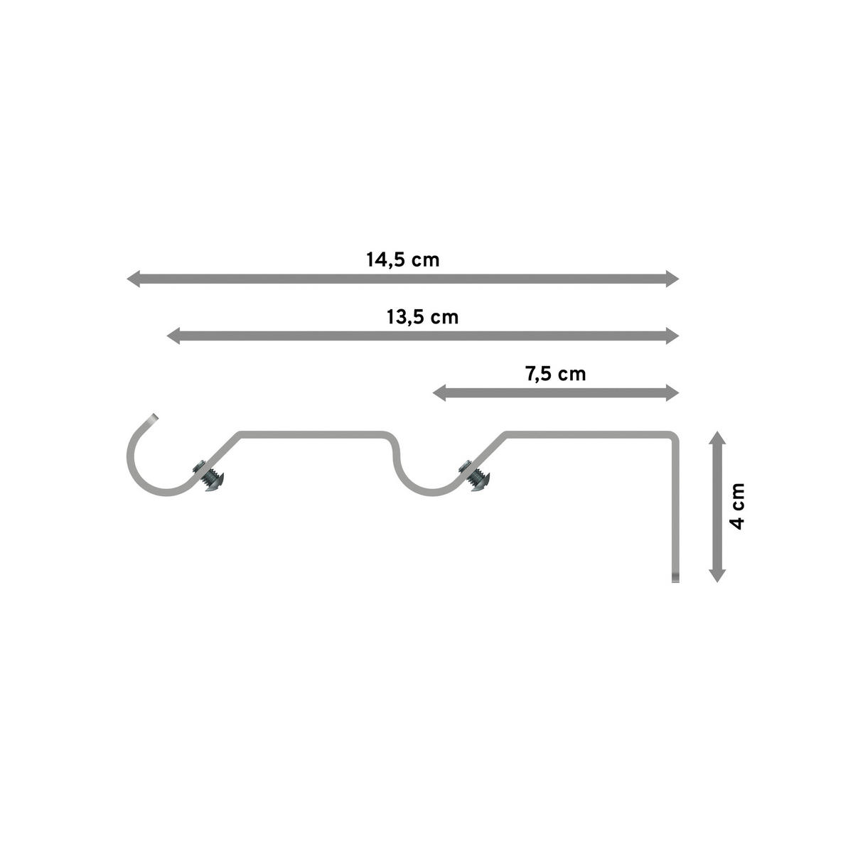 TRÄGER FÜR GARDINENSTANGEN 16 mm Ø, Hera 2-läufig, Silbergrau - Alufarben, Metall (14.4/4.4/1.6cm) - INTERDECO