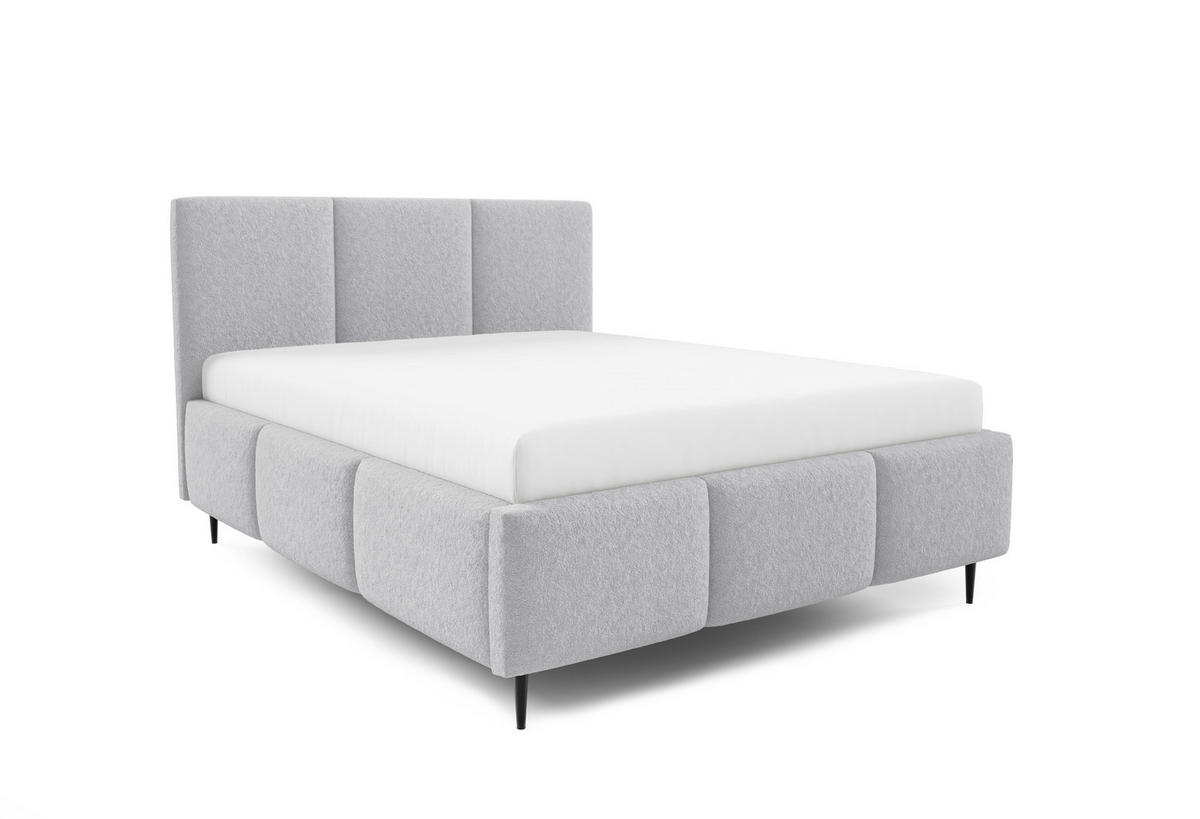 POLSTERBETT VALERIO mit Beinen mit Bettkasten, Bett 180x200,Doppelbett,Lattenrost,Boxspringbett-Optik,ohne Matratze,Schlafzimmer-Grau - Grau, Holz (180/200cm) - Furnistar