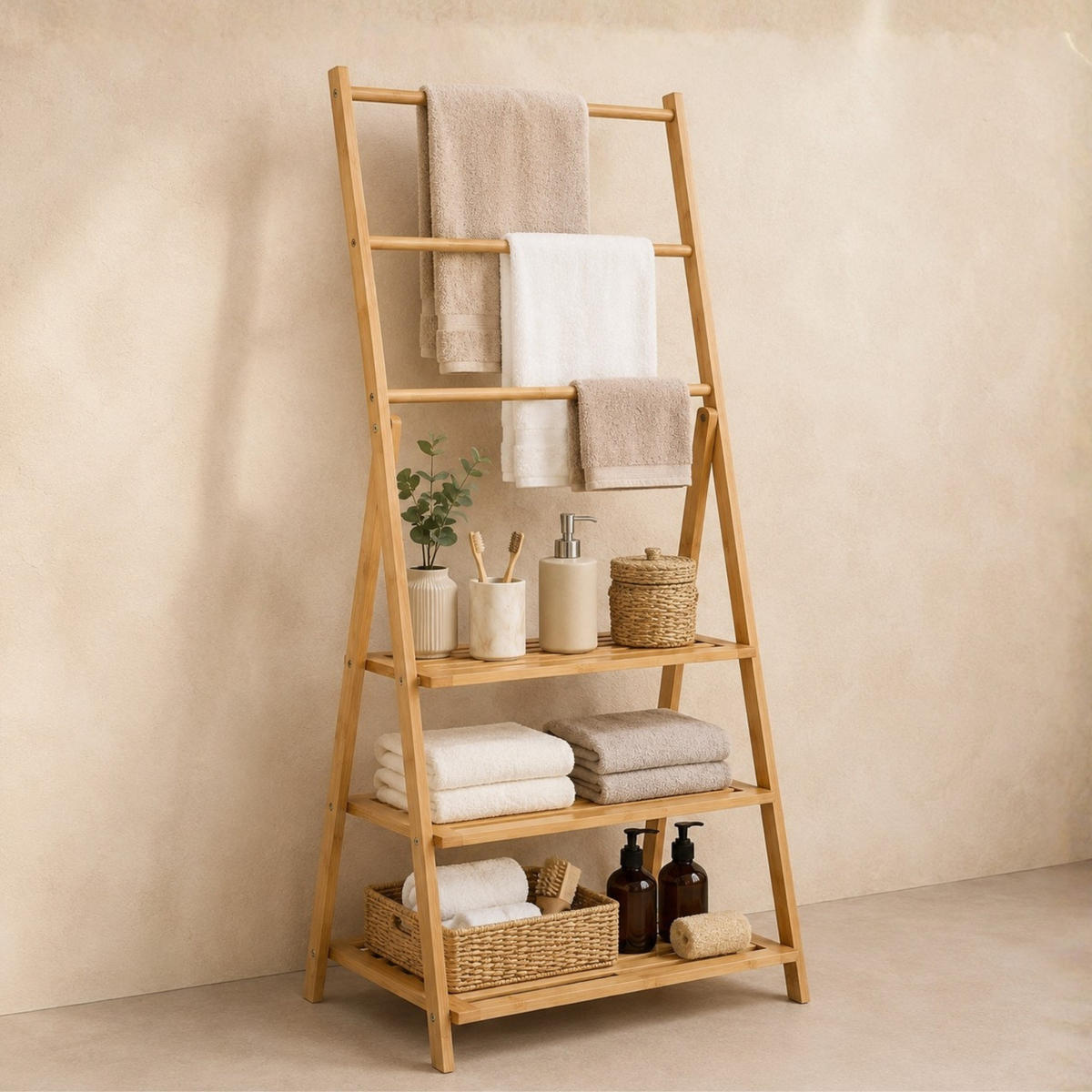 BAMBUSREGAL 53/30/153 cm - Beige, Naturmaterialen (30/153/53cm) - NUXIO
