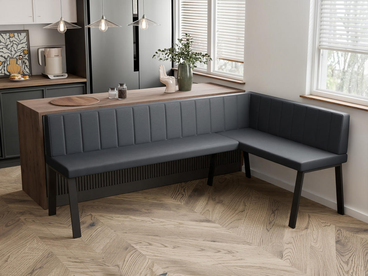 ECKBANK rechts MONO Y Kunstleder gesteppt, 128/168 cm Grau - Grau, Kunststoff/Textil (128/168cm) - Idohome