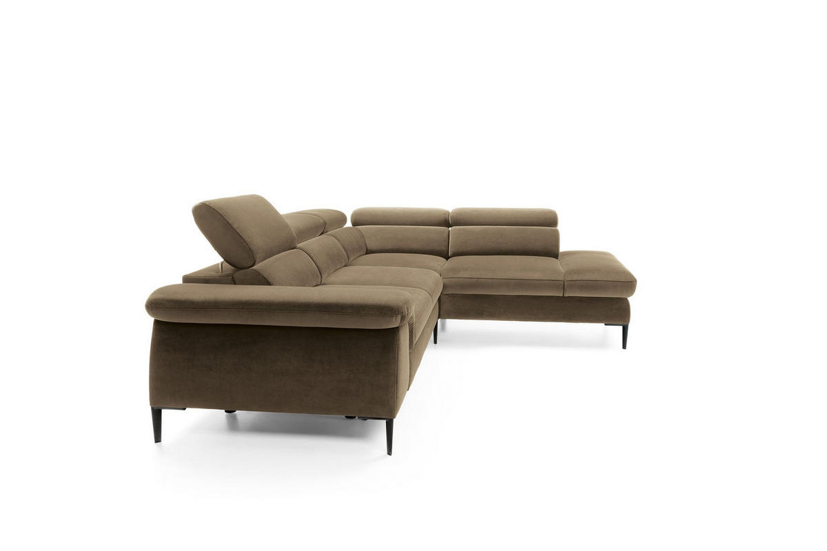 ECKSOFA MESTO Grün Velours-Stoff mit Schlaffunktion - Grün, Holz (280/214cm) - MASSENO