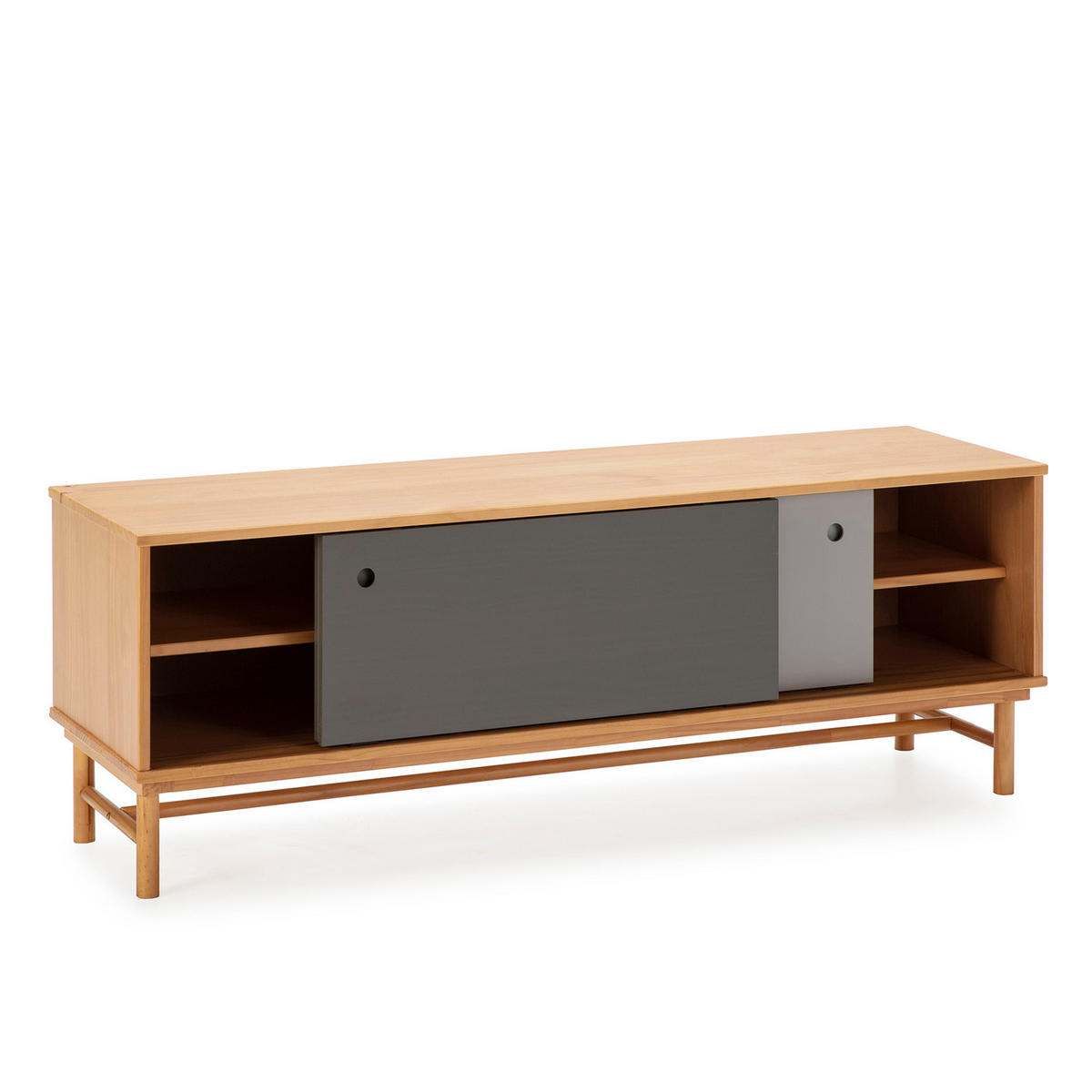 TV-ELEMENT Magnus 2 Schiebetüren Grau - Wildeiche, Holz (140/50/40cm) - VS Venta-stock