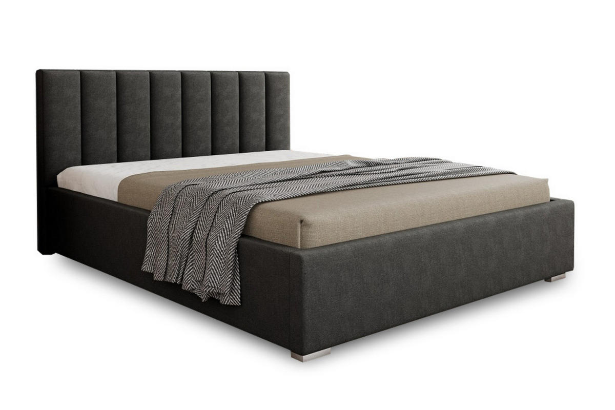 POLSTERBETT GORDON 180/200 in Velours Anthrazit - Anthrazit, Holz/Holzwerkstoff (180/200cm) - Deine Möbel 24