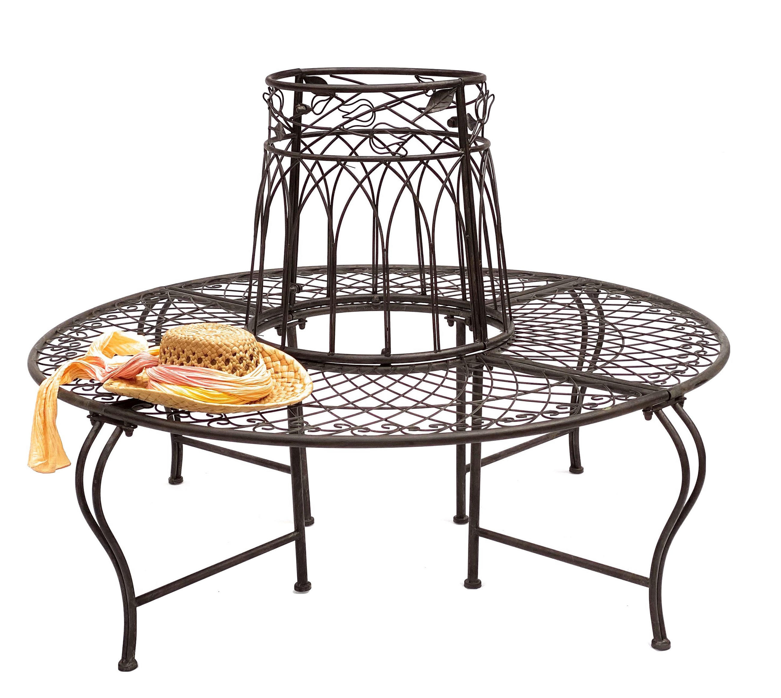 RUNDBANK Garten Metall Braun Ø 130 cm 96003 - Braun, Metall (130/93/130cm) - DanDiBo