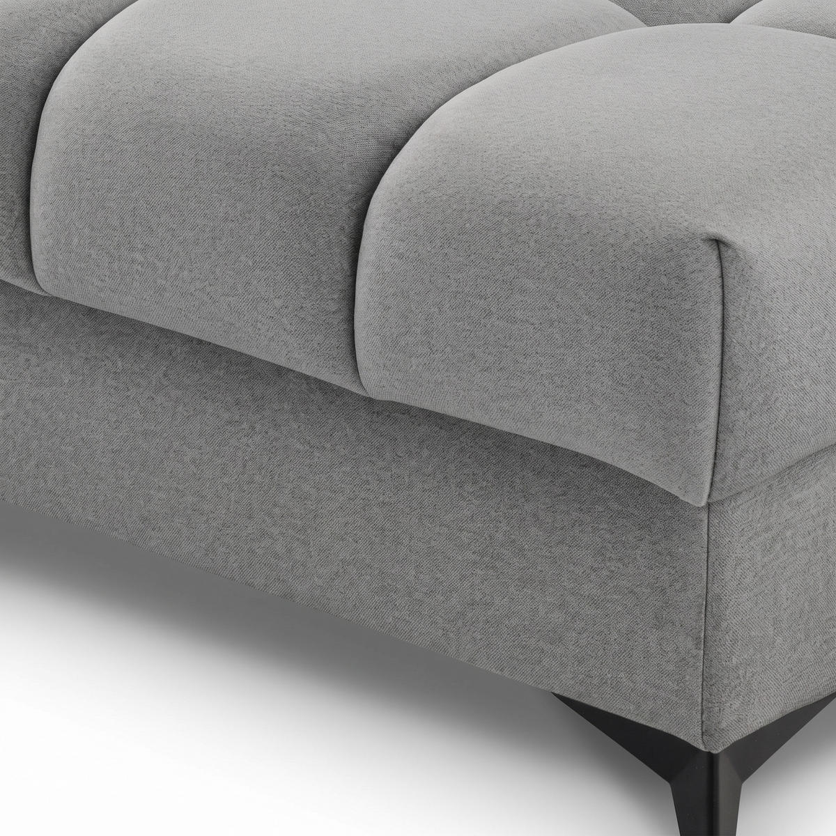 ECKSOFA PUDDING S Rechts mit Schlaffunktion 125x195 Velours Grau - Schwarz/Grau, Holz/Textil (275/177cm) - Muffo