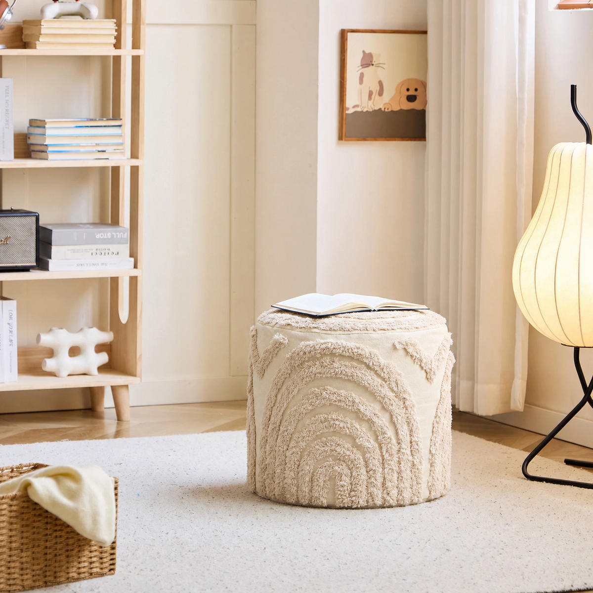 POUF Stoff Beige - Beige, Textil (40/43/40cm) - Nordlys