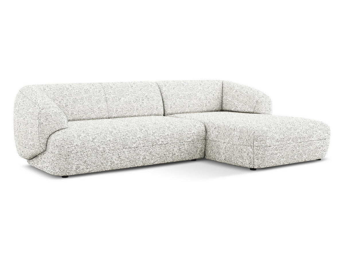 ECKSOFA rechts Strukturstoff Stoff Weiß - Beige/Schwarz, Kunststoff/Textil (280/156cm) - Makamii