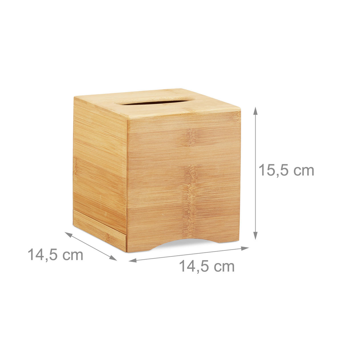 KOSMETIKTÜCHERBOX quadratisch - Hellbraun, Holz (14.5/14.5/15.5cm) - Relaxdays