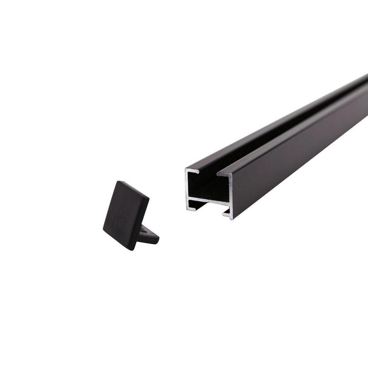 GARDINENSCHIENE 1-lauf Square - Schwarz, Metall (150cm) - Deco-Raum