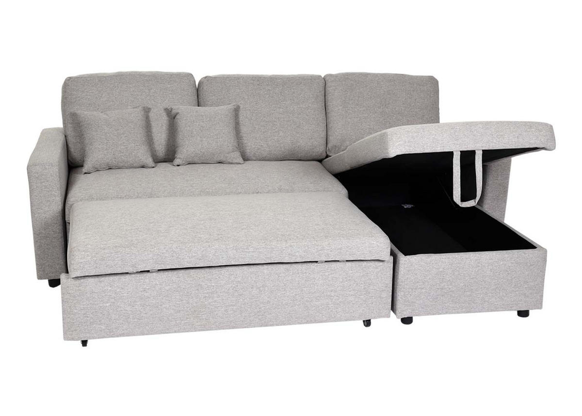 ECKSOFA MIT BETTKASTEN Hellgrau - Hellgrau, Textil (228/151cm) - MCW