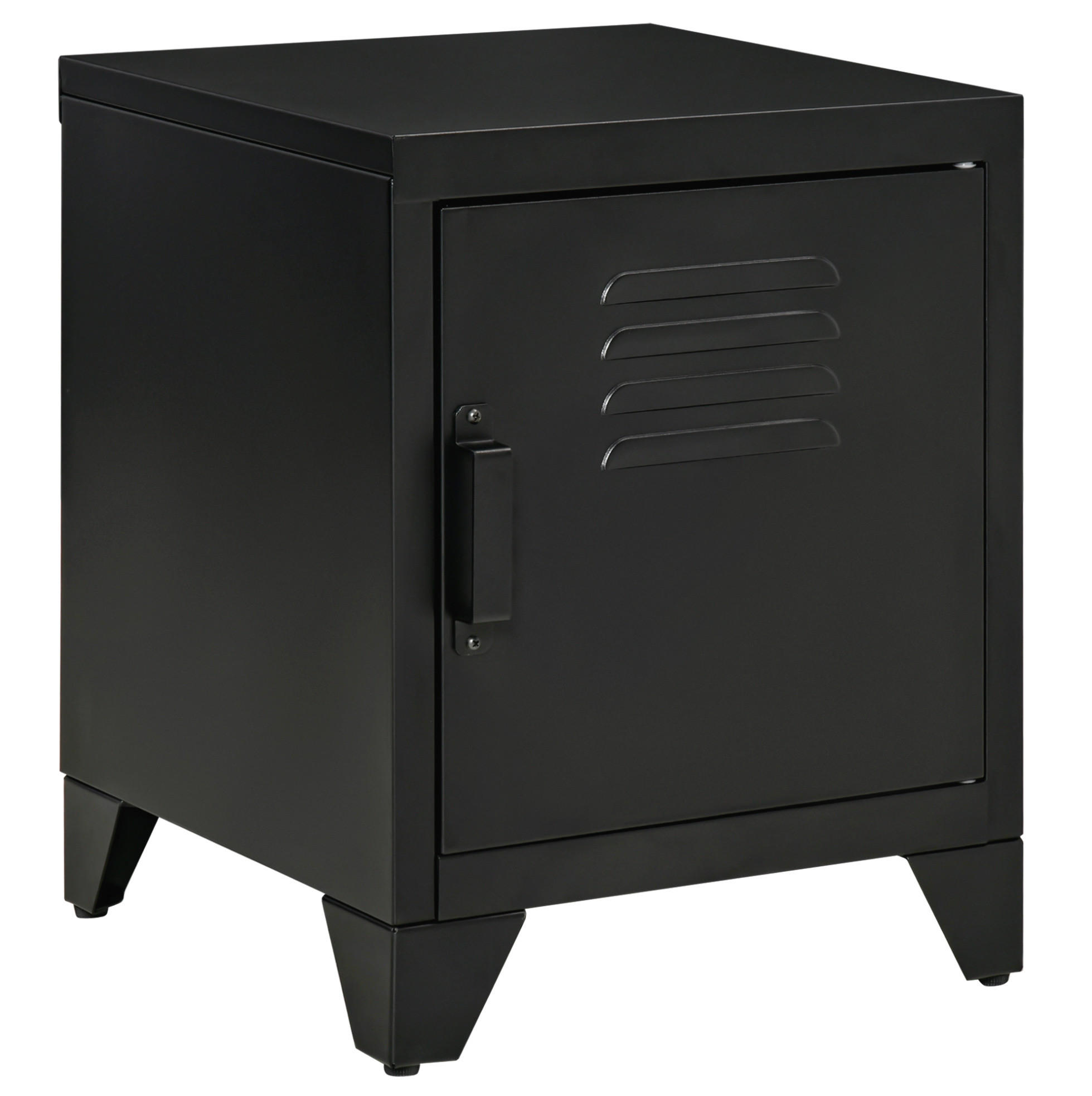 NACHTTISCH 40/40/50 cm im Industrial-Look mit Tür & verstellbarem Regal - Schwarz, Metall (40/50/40cm) - BEAOK