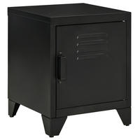 NACHTTISCH 40/40/50 cm im Industrial-Look mit Tür & verstellbarem Regal - Schwarz, Metall (40/50/40cm) - BEAOK