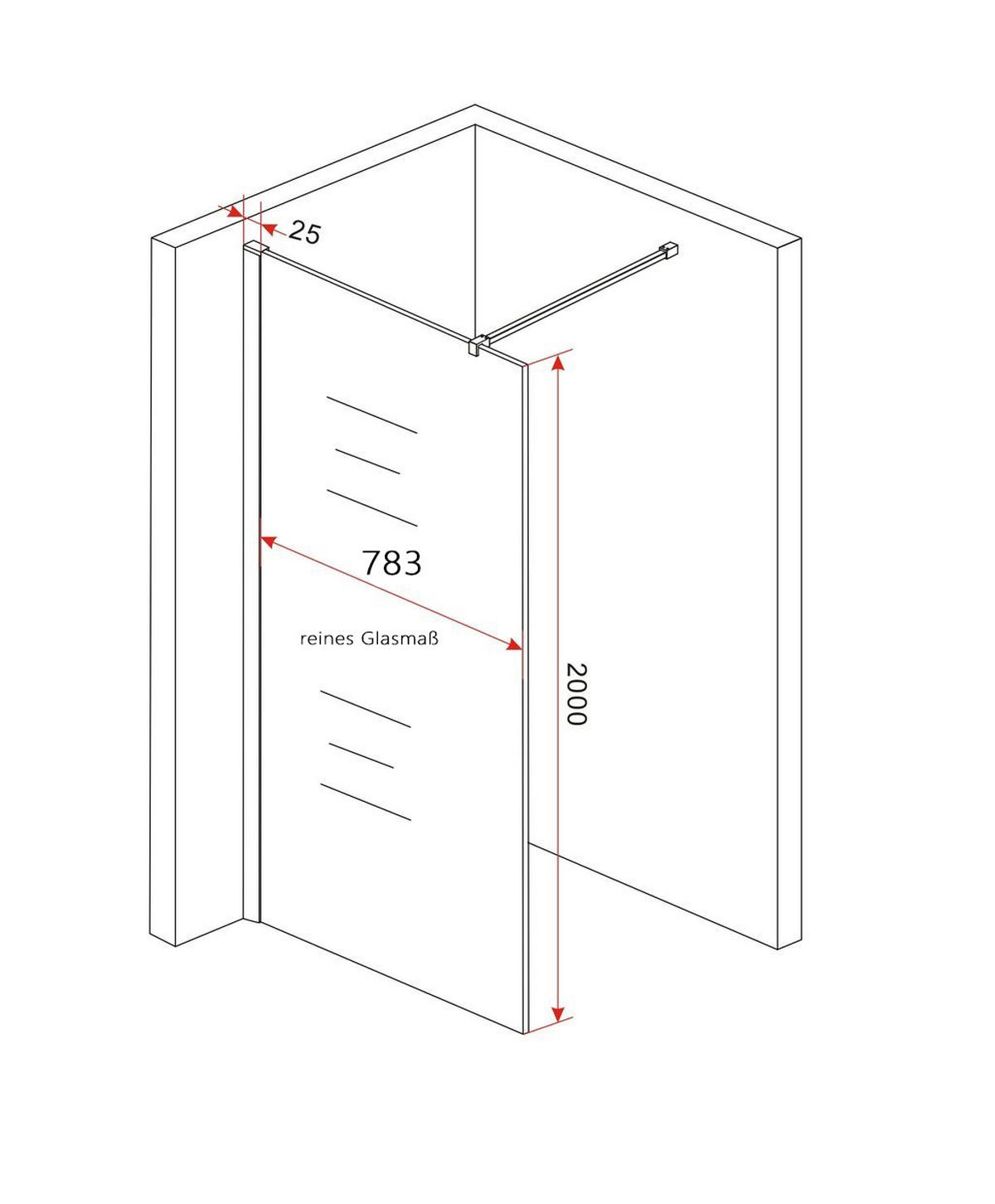 DUSCHWAND TIPO Klar 80 x 200 cm 8 mm ESG - Klar, Glas (80/200cm) - Glasdeals